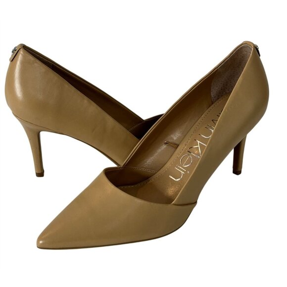 Calvin Klein Shoes - Calvin Klein Heels Womens 10 Shoes Pumps Faux Leather High Work Tan Nude Brown